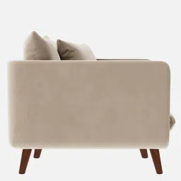 casacraft from pepperfry Frejol Velvet 1 Seater Sofa In Cream Colour image 5