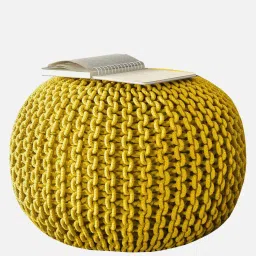 riance creations Romania Knitted Pouffe in Yellow Colour image 4