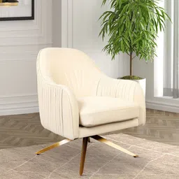 casacraft from pepperfry Gladdan Velvet Armchair In Beige Colour image 1