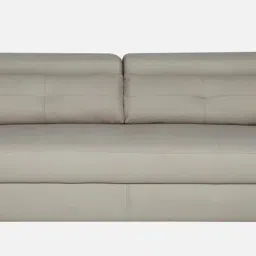 woodsworth from pepperfry Ertico Leatherette 3 Seater Sofa With Adjustable Headrest in Cream Colour image 5