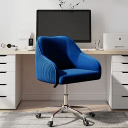 casacraft from pepperfry Leisel Velvet Guest Chair In Blue Colour-picture-34