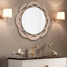 3 d mirror house Brown Glass Oriental Decorative Mirror image 1