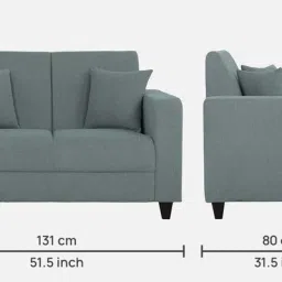 woodsworth from pepperfry Alba Fabric 2 Seater Sofa In Ash Grey Colour image 2