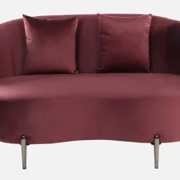 casacraft from pepperfry Alure Velvet 2 Seater Sofa In Wine Red Color image 4