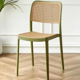 casacraft from pepperfry Plastic Cane Caf Chair in Green Colour image 1