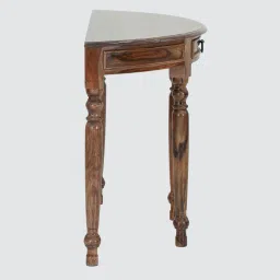 royaloak Demilune 1 Drawer Console Table In Brown Colour image 5