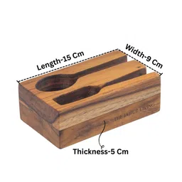 the jaipur living Messina Honey Brown Acacia Wood Cutlery Holder image 3