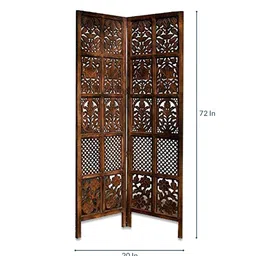 wooden twist Solid Wood Horus Room Divider In Brown Colour image 4