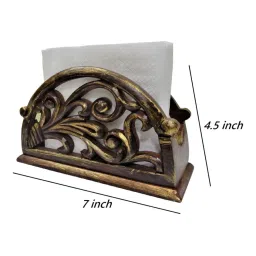 disoo fashions Gold & Brown Handpainted Wood Tissue Holder image 2
