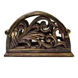 disoo fashions Gold & Brown Handpainted Wood Tissue Holder image 3