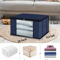 atorakushon Navy Blue Solid Non Woven (Pack Of 6) Organiser image 3