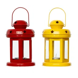 ecraftindia Mordern Yellow Iron (Set of 2) Hanging Tea Light Holder image 5