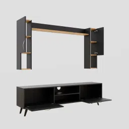 mintwud from pepperfry M5 Tv Unit In Black & Canyon Oak Colour image 4