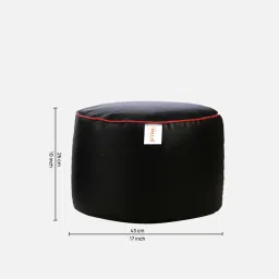mintwud from pepperfry Classic Round Pouffe With Beans In Black Colour image 2