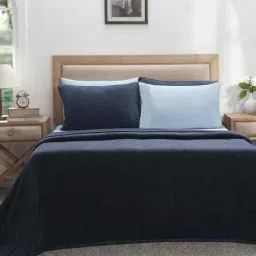 maspar Blue Solid TC 256 Cotton Double Bed Bedcover-picture-17