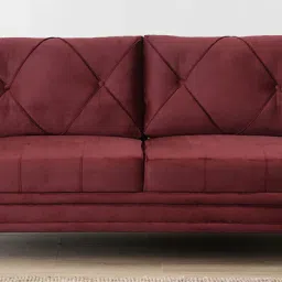 casacraft from pepperfry Atlantis Velvet 3 Seater Sofa in Wine Red Colour image 1