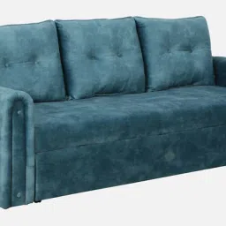 star india Trace Velvet Sofa Cum Bed In Blue Colour image 3