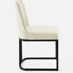 casacraft from pepperfry Dua Velvet Dining Chair In Beige & Black Colour image 5