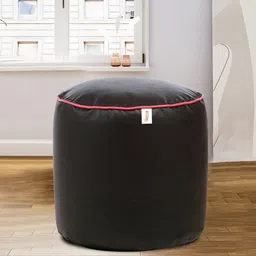 mintwud from pepperfry Classic Round Pouffe With Beans In Black Colour image 1