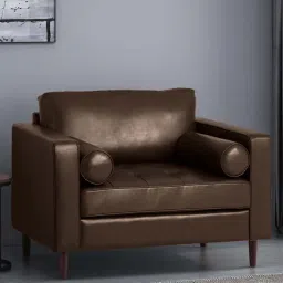 timberly Bruch Leatherette Arm Chair In Brown Colour image 1
