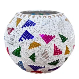 hanable india Traditional Glass Mosaic Tealight Candle Holder image 3