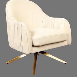 casacraft from pepperfry Gladdan Velvet Armchair In Beige Colour image 3