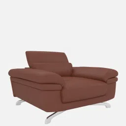 durian Philly Leather 1 Seater Sofas in Brick Red Colour with Adjustable Headrest image 3