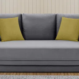 casacraft from pepperfry Brescia Velvet 3 Seater Sofa in Dark Grey Colour image 1