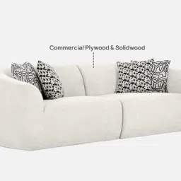 casacraft from pepperfry Palm Spring Fabric 3 Seater Sofa in Ivory Colour image 4