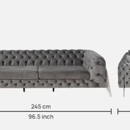 newmood Newscala Fabric 3 Seater Sofa in Grey Colour image 2