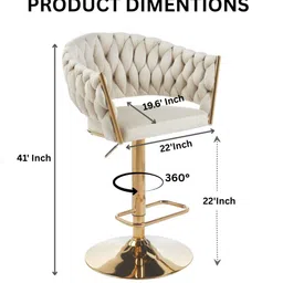 casacraft from pepperfry Lunar Rotatable Bar Stool In White Color image 2