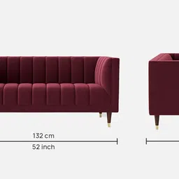 casacraft from pepperfry Lem Velvet 2 Seater Sofa in Maroon Colour image 2