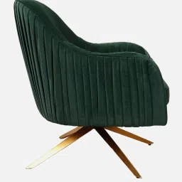 casacraft from pepperfry Gladdan Velvet Armchair In Green Colour image 5