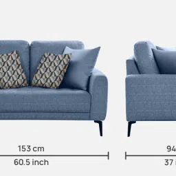 casacraft from pepperfry Portland Fabric 2 Seater Sofa in Blue Colour image 2