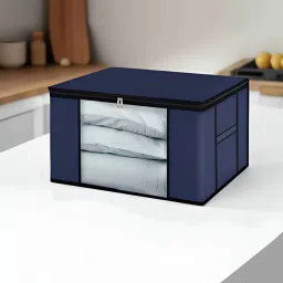 atorakushon Navy Blue Solid Non Woven (Pack Of 6) Organiser image 1