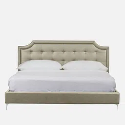 casacraft from pepperfry Modern Upholstered King Size Bed In Beige Color image 5