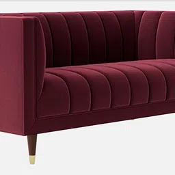 casacraft from pepperfry Lem Velvet 2 Seater Sofa in Maroon Colour image 3