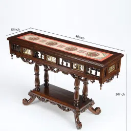 mudramark from pepperfry Crown Solid Wood Console Table in Walnut Colour image 2