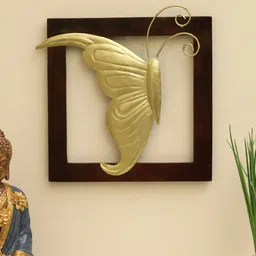 vedas Arya Left Butterfly Wooden Frame Wall Decor image 1