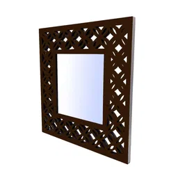 the urban store Walnut Finish MDF Decorative Mirror image 3