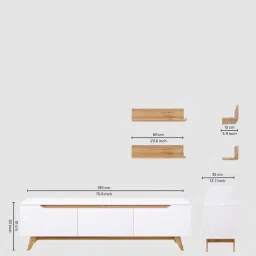 mintwud from pepperfry D3+D4 Tv Console In White And Canyon Oak Colour image 2
