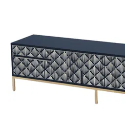 casagold Moroccan Bone Inlay TV Console In Indigo Colour image 3
