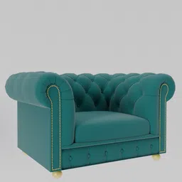 amberville from pepperfry Derby Velvet 1 Seater Sofa In Teal Green Colour image 4