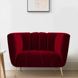 casacraft from pepperfry Grace Velvet 1 Seater Sofa in Maroon Colour image 1