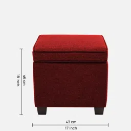 febonic Sudan Fabric Ottoman in Blood Maroon Colour image 2