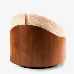 orange tree Zyra Revolving Barrel Chair In Chairin Walnut Finish image 5