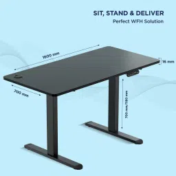 the sleep company Electric Height Adjustable Desk In Black Colour image 2