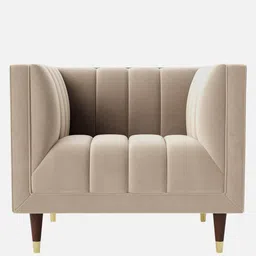 casacraft from pepperfry Lem Velvet 1 Seater Sofa in Cream Colour image 4