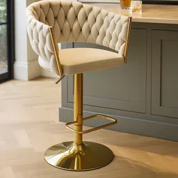 casacraft from pepperfry Lunar Rotatable Bar Stool In White Color image 1