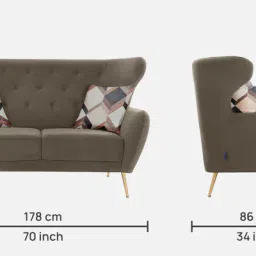 casacraft from pepperfry Halifax Velvet 2 Seater Sofa in Brown Colour image 2